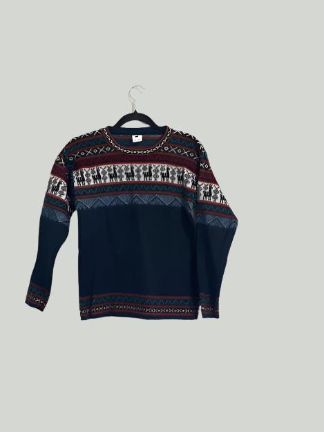 Alpaca Unisex Sweater Blue & Terracota